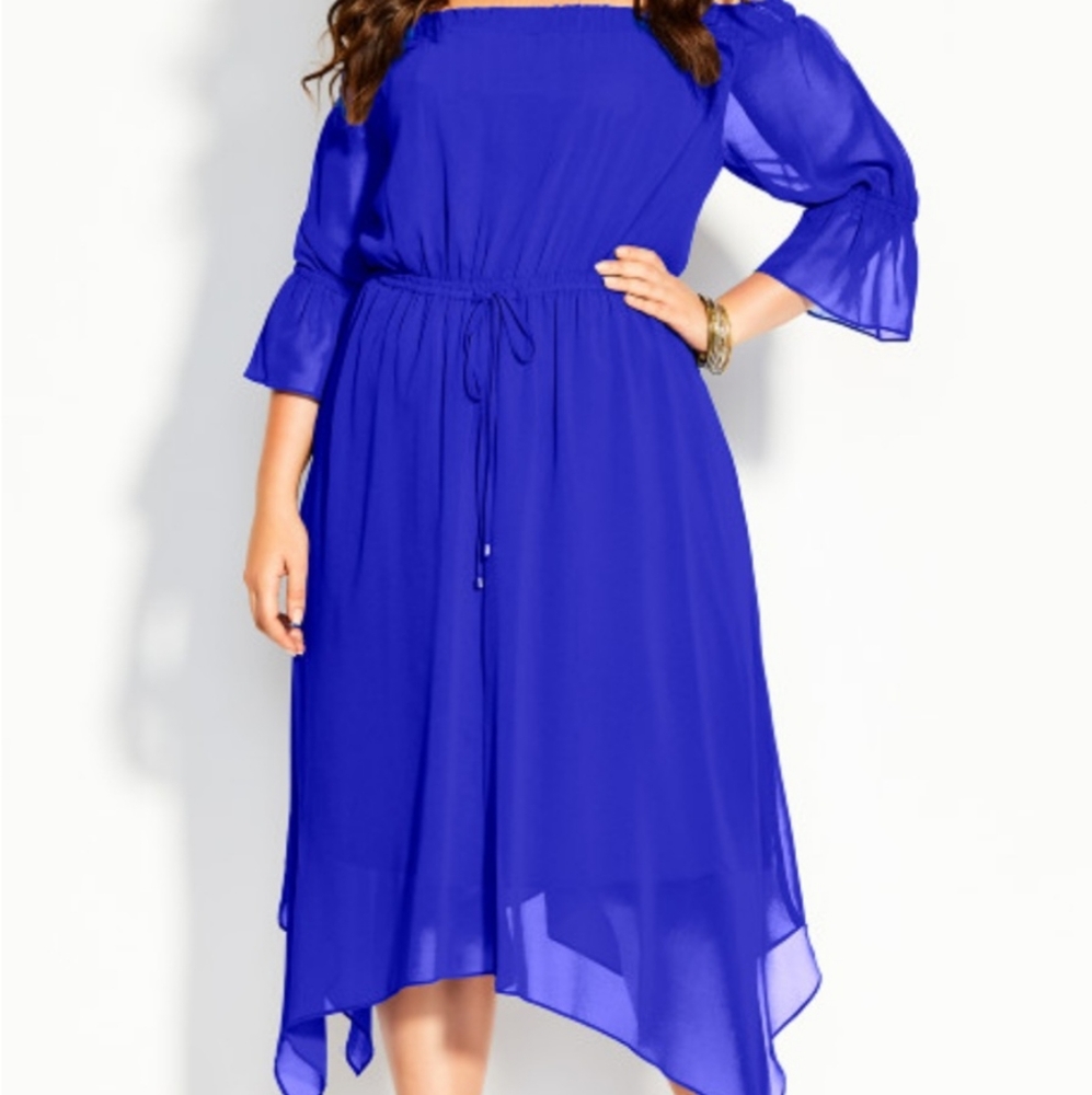 City Chic Reflections Dress in Cobalt